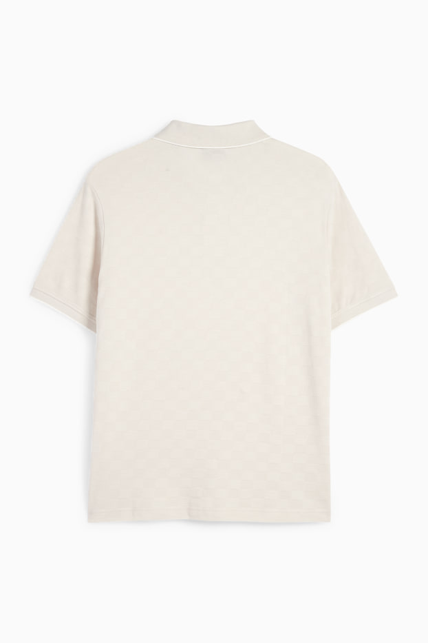 Bărbați - Tricou polo - regular fit - în carouri - bej deschis