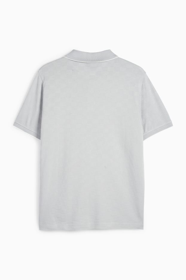 Bărbați - Tricou polo - regular fit - în carouri - gri deschis