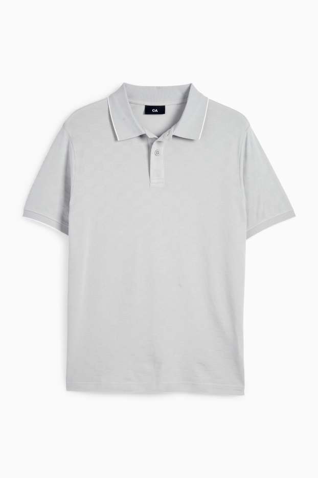 Bărbați - Tricou polo - regular fit - în carouri - gri deschis
