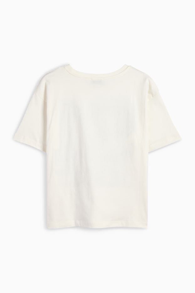 Copii - Fete - Tricou cu mânecă scurtă - aspect lucios - alb-crem