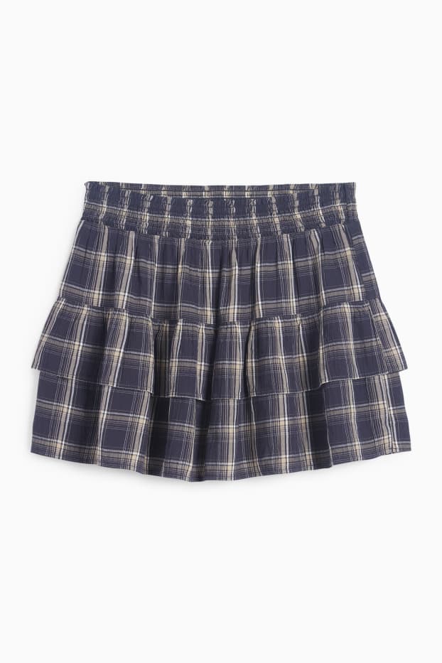 Femei - Fustă mini - în carouri - albastru închis