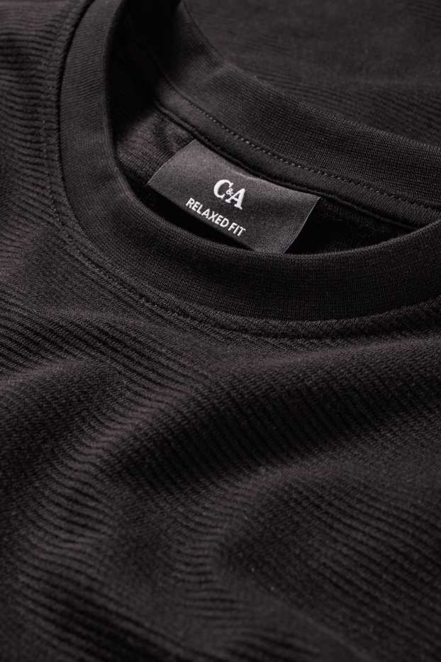 Bărbați - Tricou - relaxed fit - reiat - negru