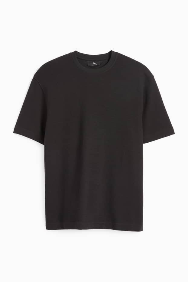 Bărbați - Tricou - relaxed fit - reiat - negru