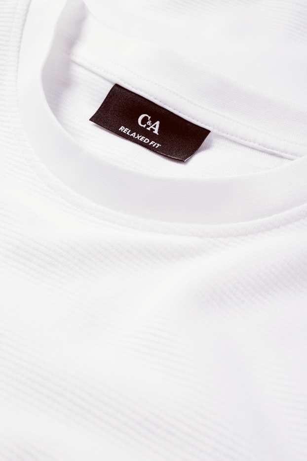 Bărbați - Tricou - relaxed fit - reiat - alb