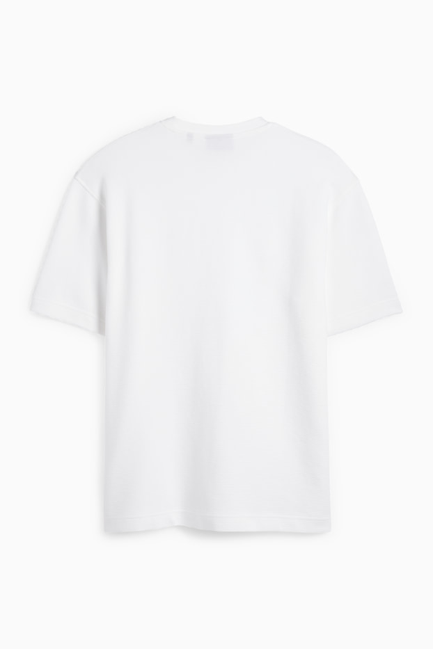 Bărbați - Tricou - relaxed fit - reiat - alb