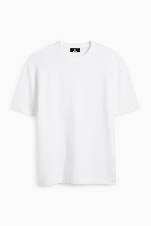 Bărbați - Tricou - relaxed fit - reiat - alb