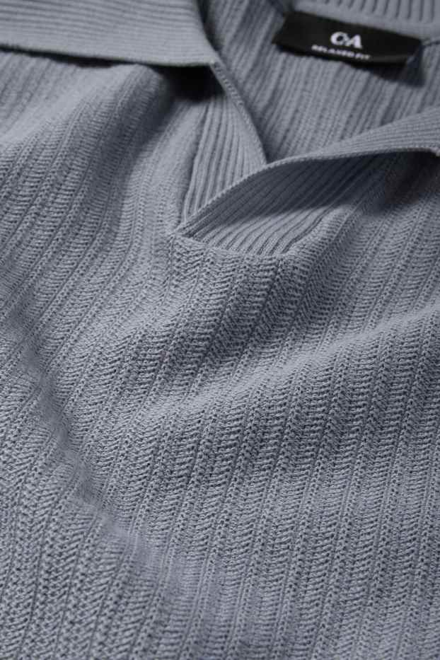 Bărbați - Tricou polo tricotat - relaxed fit - structurat - gri