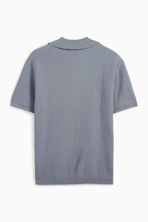 Bărbați - Tricou polo tricotat - relaxed fit - structurat - gri
