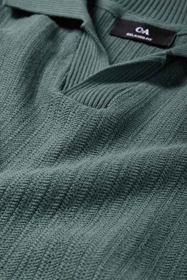 Bărbați - Tricou polo tricotat - relaxed fit - structurat - verde