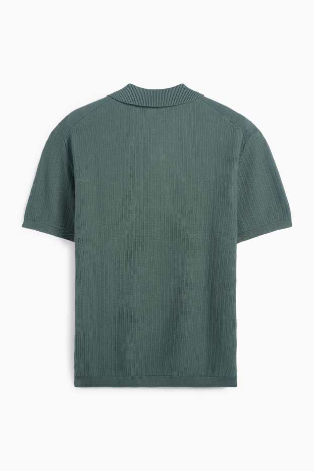 Bărbați - Tricou polo tricotat - relaxed fit - structurat - verde