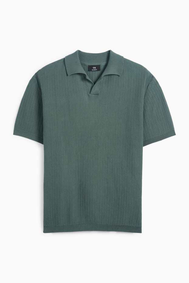 Bărbați - Tricou polo tricotat - relaxed fit - structurat - verde