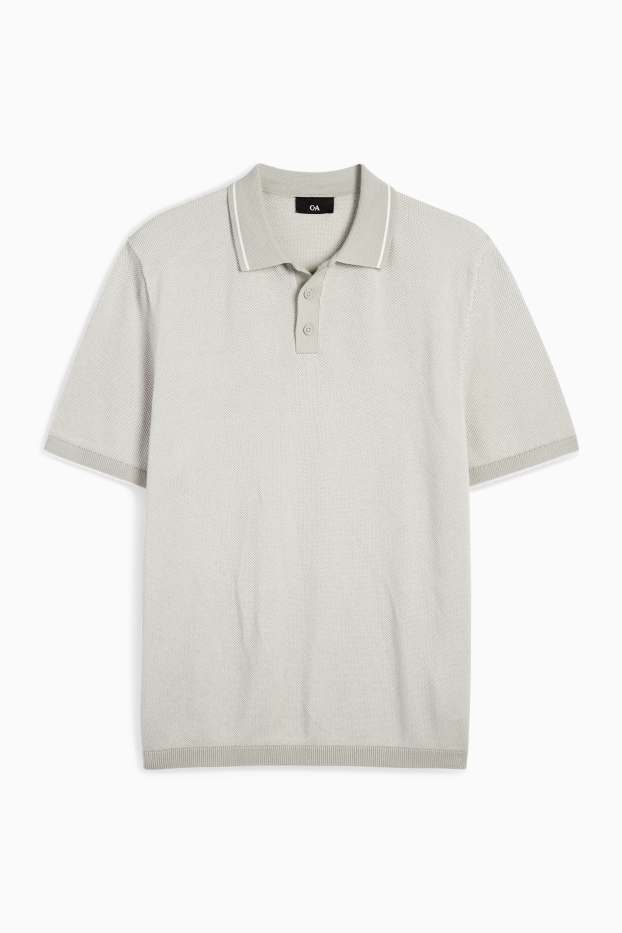 Bărbați - Tricou polo tricotat - regular fit - gri deschis