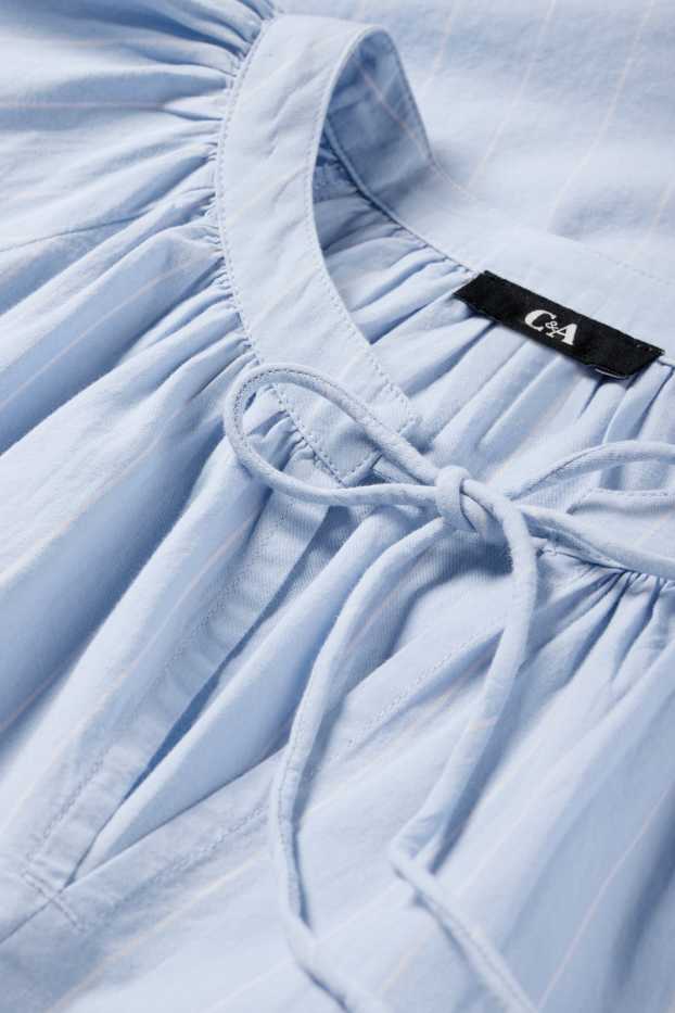 Femei - Rochie tip bluză - cu dungi - albastru deschis