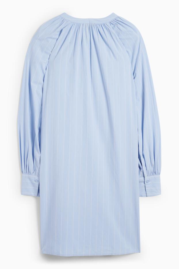 Femei - Rochie tip bluză - cu dungi - albastru deschis