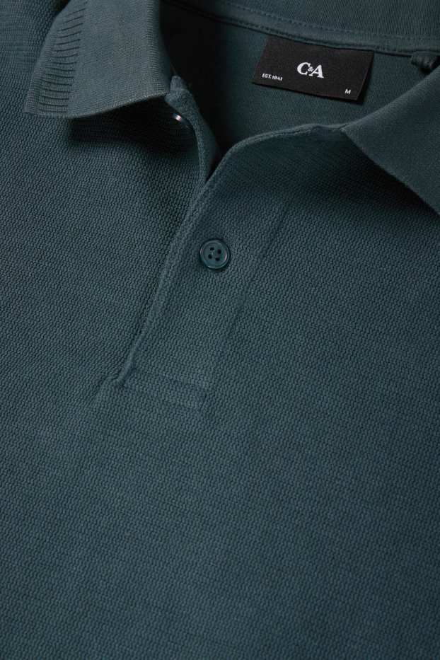 Bărbați - Tricou polo din tricot - regular fit - structurat - verde închis