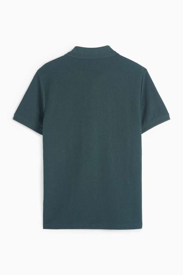 Bărbați - Tricou polo din tricot - regular fit - structurat - verde închis