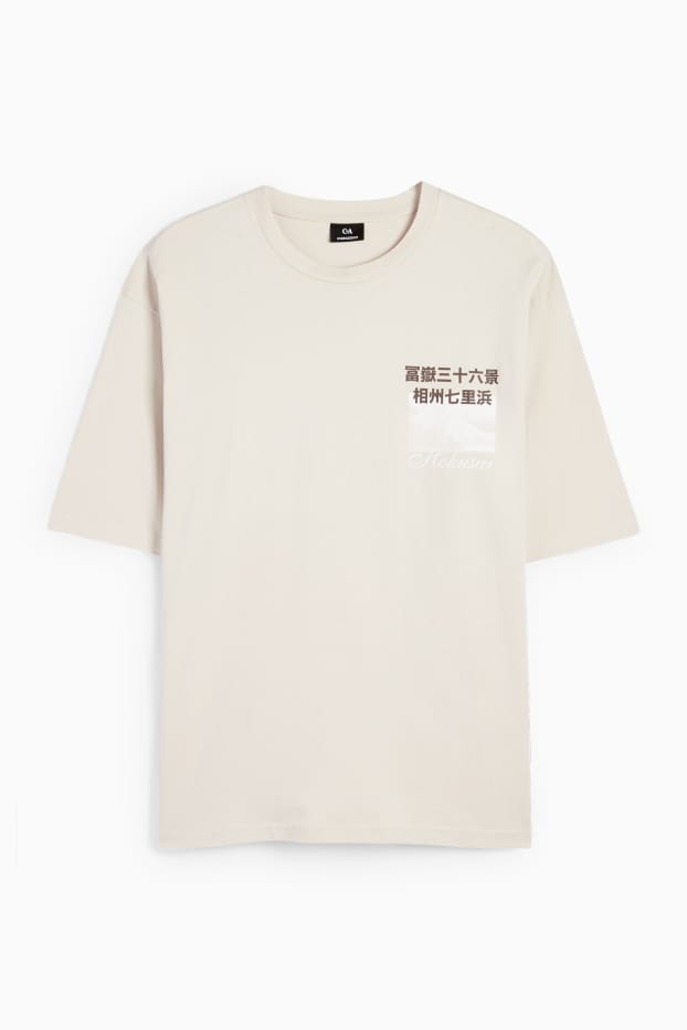 Bărbați - Tricou - supradimensionat - Hokusai - bej deschis