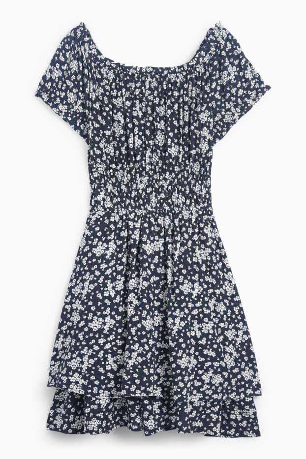 Femei - Rochie fit & flare - cu flori - albastru închis