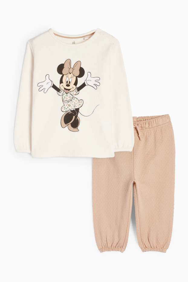 Bebeluși - fete - Minnie Mouse - compleu bebeluși - 2 piese - structurat - bej deschis