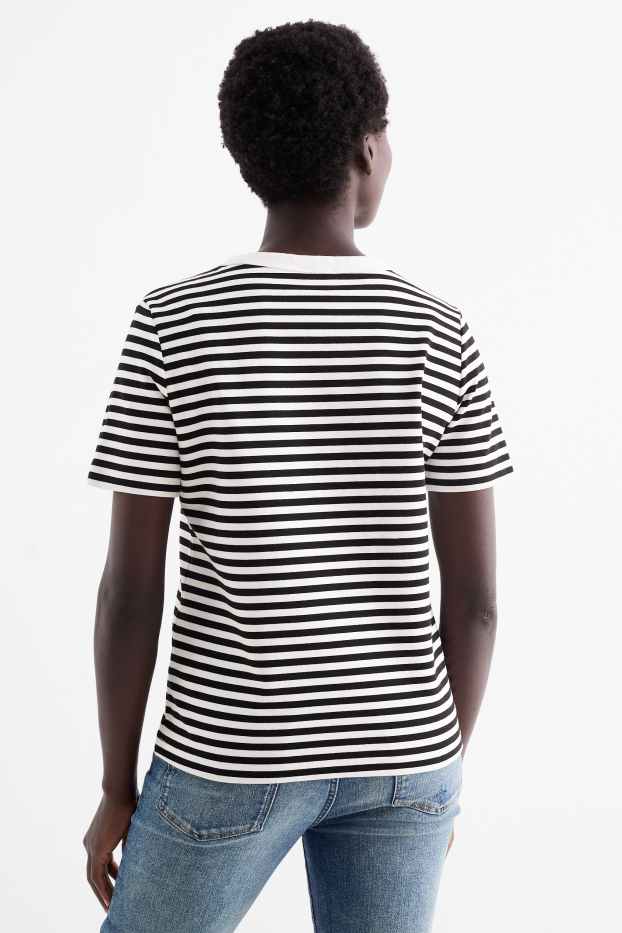 Femei - Tricou - regular fit - cu dungi - negru / alb
