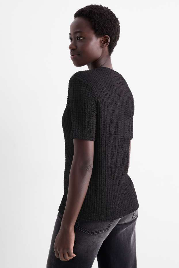Femei - Tricou - regular fit - structurat - negru