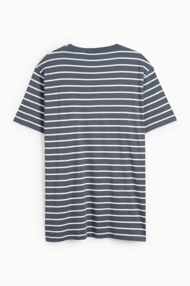 Bărbați - Tricou - regular fit - cu dungi - gri închis