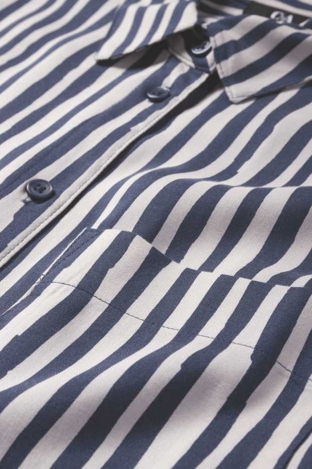 Femei - Rochie tip bluză din viscoză - cu dungi - albastru / bej