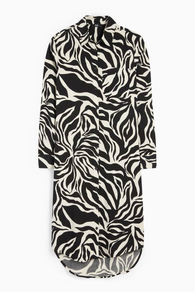 Femei - Rochie tip bluză - cu model - negru / nej