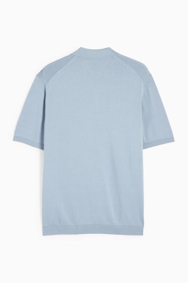 Bărbați - Tricou polo tricotat - regular fit - albastru deschis