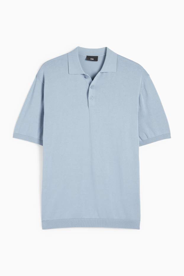 Bărbați - Tricou polo tricotat - regular fit - albastru deschis