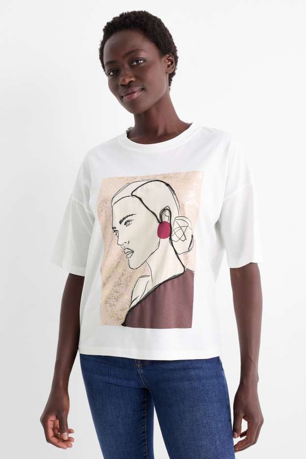 Dámské - Tričko - regular fit - bílá