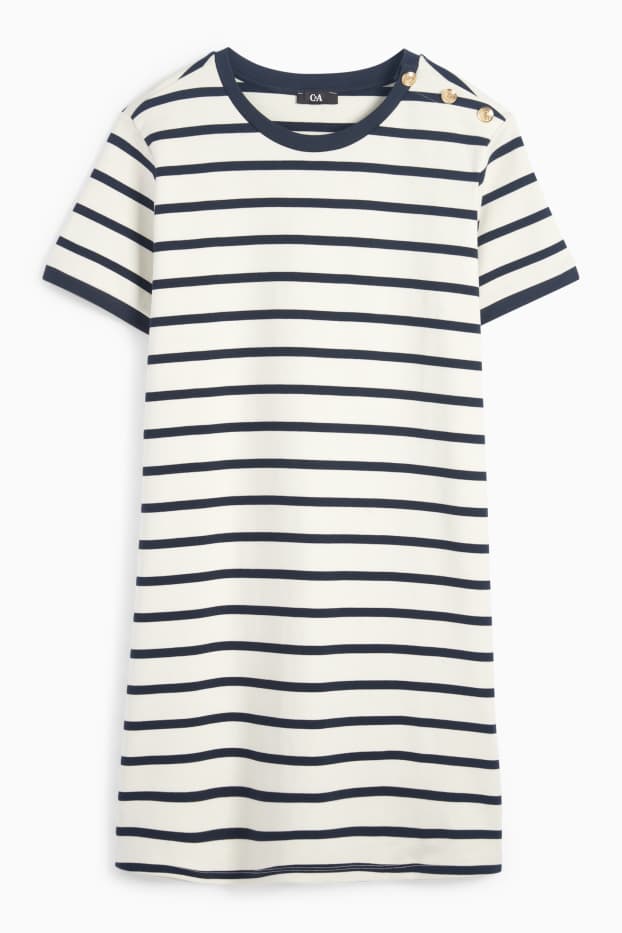 Femei - Rochie-tricou - cu dungi - albastru închis / alb-crem