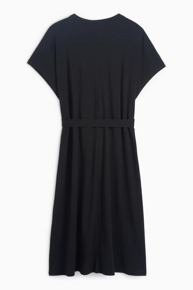 Femei - Rochie-tricou cu curea - negru