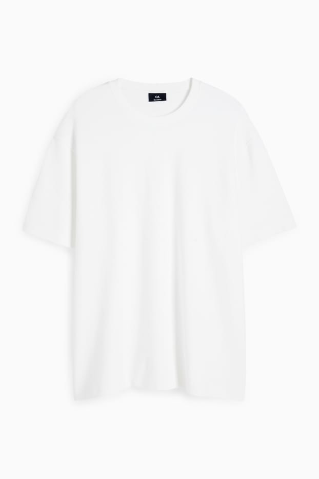 Bărbați - Tricou - relaxed fit - reiat - alb