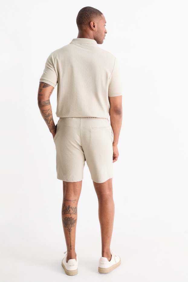 Bărbați - Pantaloni scurți de trening - structurați - bej