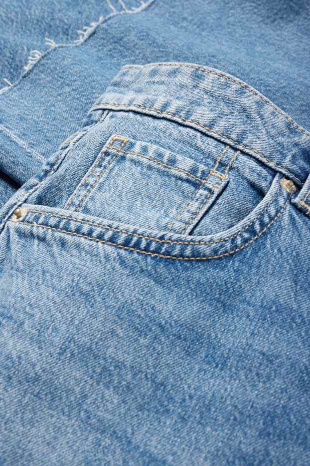 Femei - Crop wide leg jeans - talie medie - denim-albastru