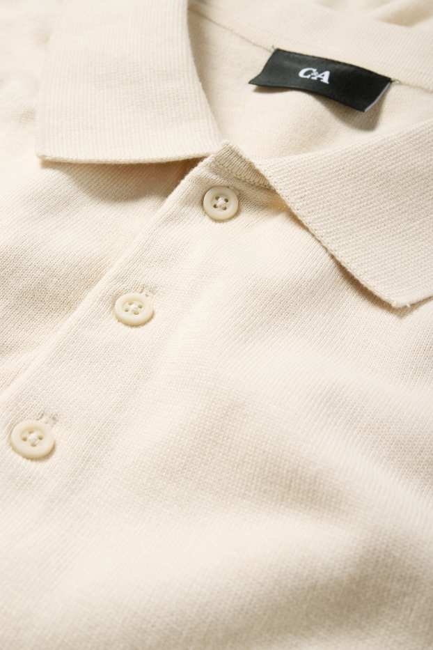Bărbați - Tricou polo tricotat - bej