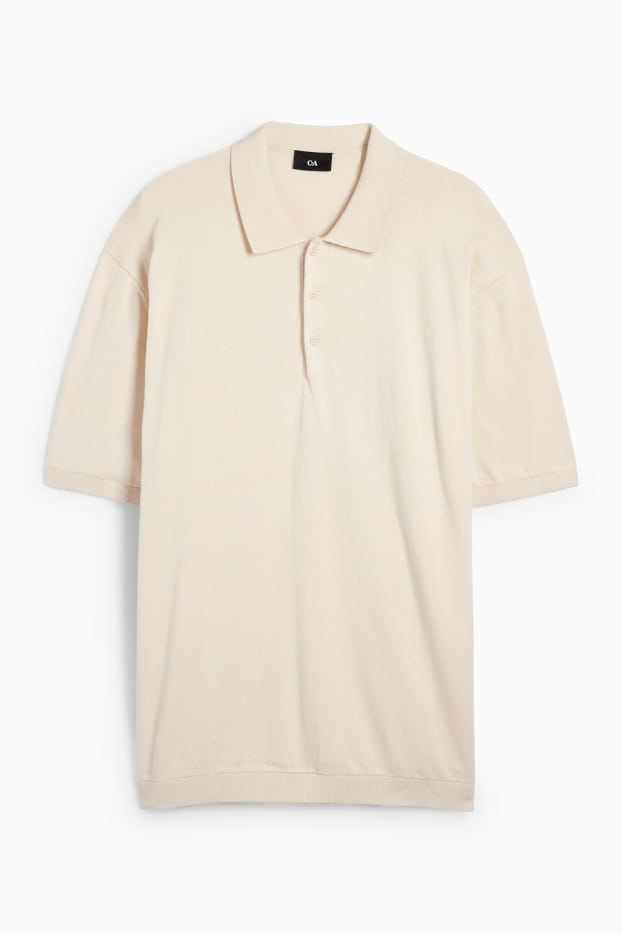 Bărbați - Tricou polo tricotat - bej