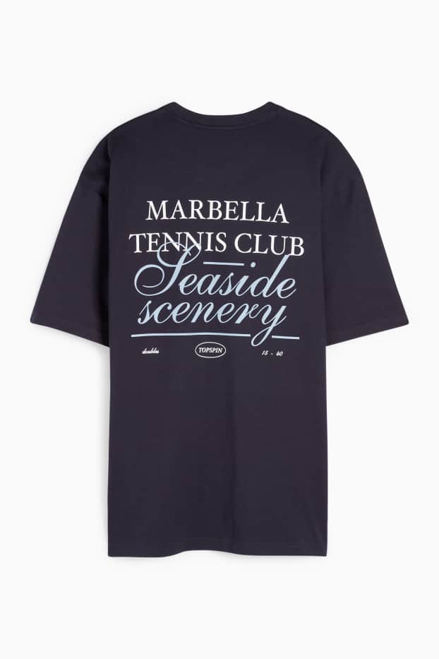 Hommes - T-shirt - relaxed fit - bleu foncé