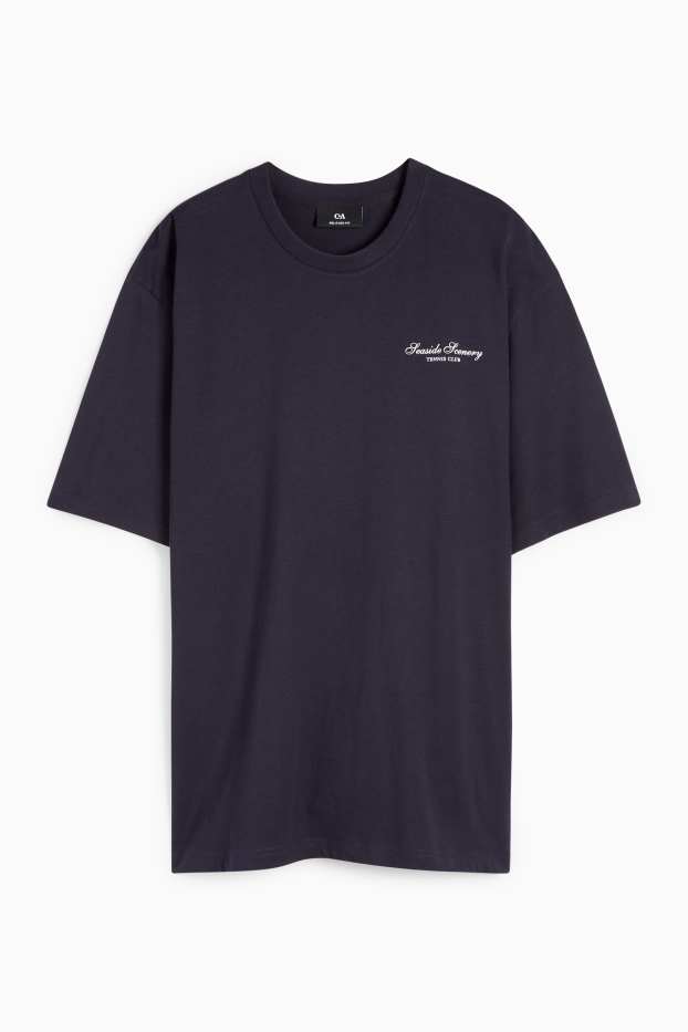 Hommes - T-shirt - relaxed fit - bleu foncé