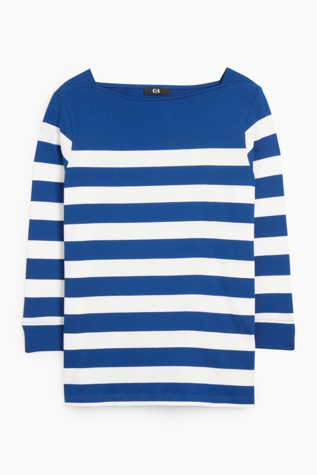 Femei - Tricou cu mânecă lungă - cu dungi - albastru / alb