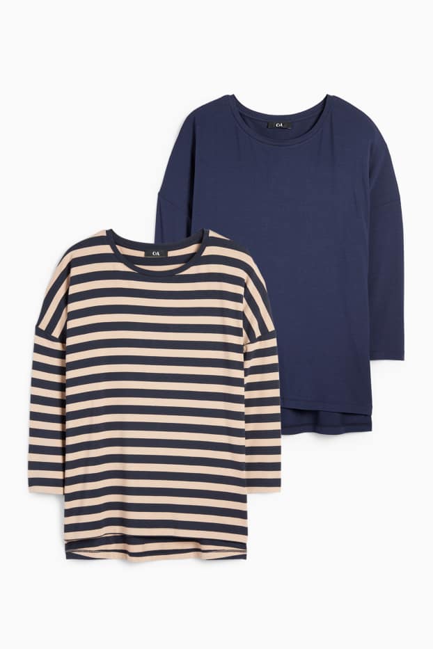 Femei - Multipack 2 buc. - tricou cu mânecă lungă - regular fit - albastru închis