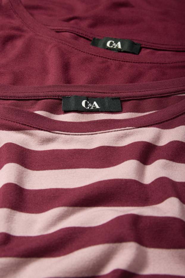 Femei - Multipack 2 buc. - tricou cu mânecă lungă - regular fit - bordo
