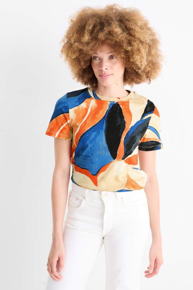 Damen - T-Shirt - Slim Fit - gemustert - bunt