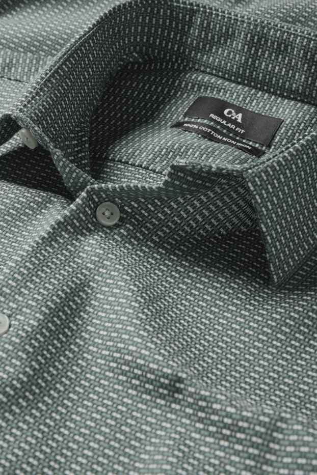 Home - Camisa formal - regular fit - Kent - no requereix planxada - estampada - verd fosc