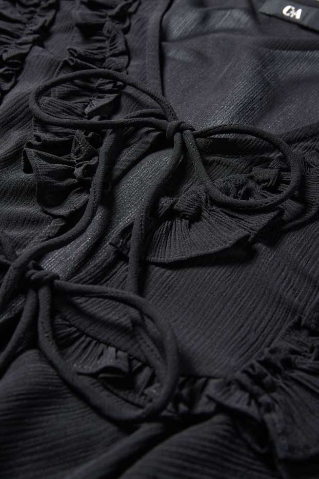 Femei - Bluză crop din șifon - negru
