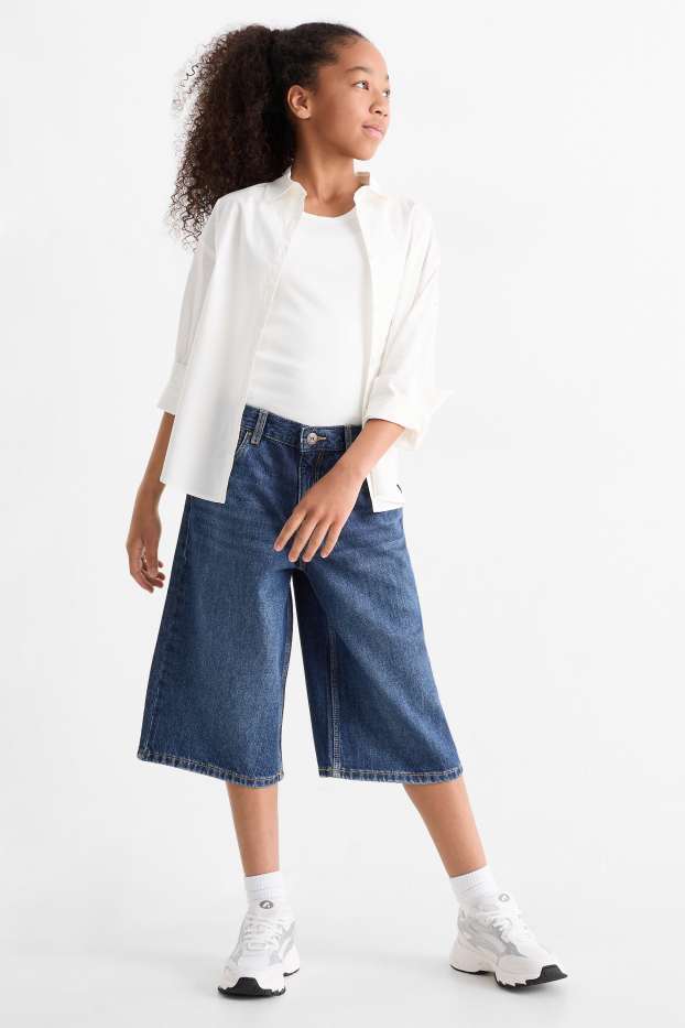 Children Girls - Denim Bermuda shorts - blue denim