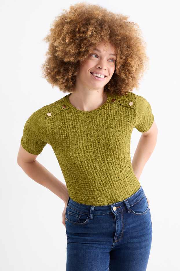 Femei - Tricou - regular fit - structurat - verde