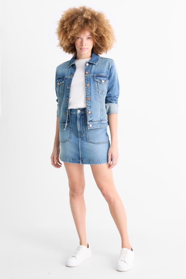 Femei - Fustă mini din denim - denim-albastru