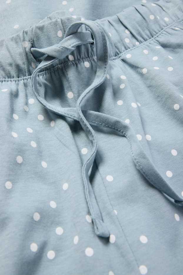 Damen - Pyjamahose - gepunktet - türkis